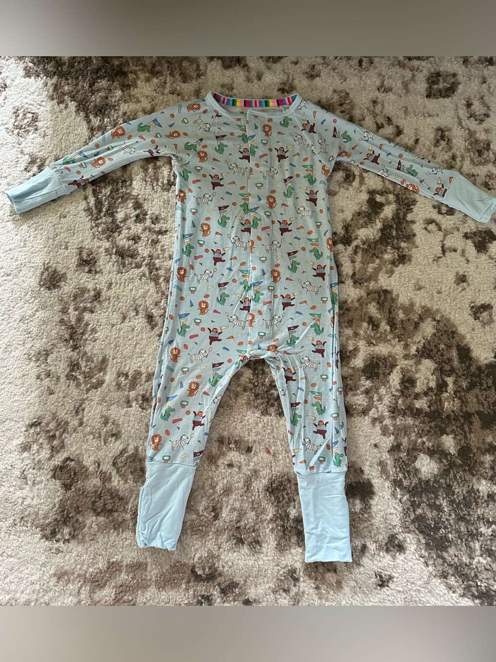 Magnetic Me Light Blue Safari Animal Print Footie